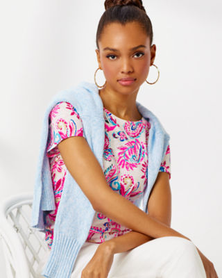 Etta Scoop Neck Top, Coconut Flitting About, large image 4