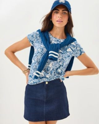 Lilly Pulitzer Etta Scoop Neck Top In Blue