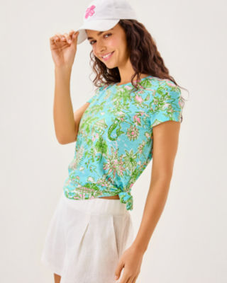 Etta Scoop Neck Top, Fresh Water Blue Sunbathers Bliss, large