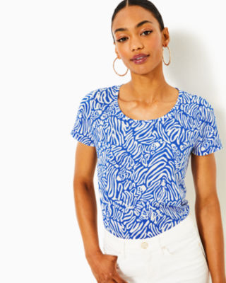 Etta Scoop Neck Top, Martinique Blue Zee Bebe, large - Lilly Pulitzer