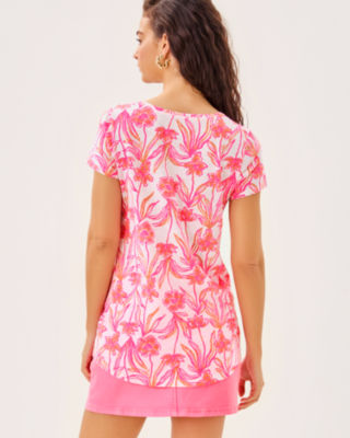 Etta Scoop Neck Top, Resort White Lovely Long Stems, large image 1