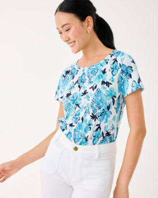 Etta Scoop Neck Top, Resort White Seashell Splendor, large image 2