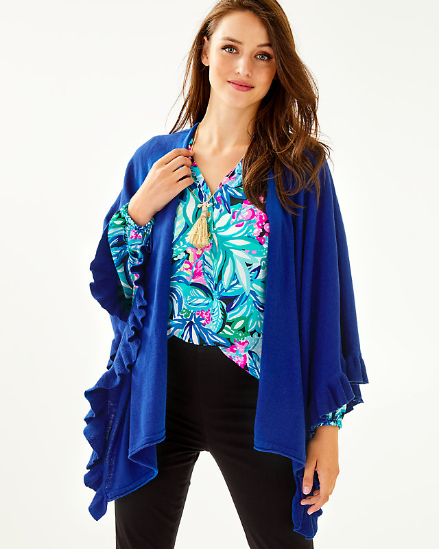 Rosaria Ruffle Sweater Wrap, , large - Lilly Pulitzer