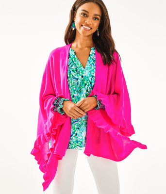 Rosaria Ruffle Sweater Wrap, , large - Lilly Pulitzer