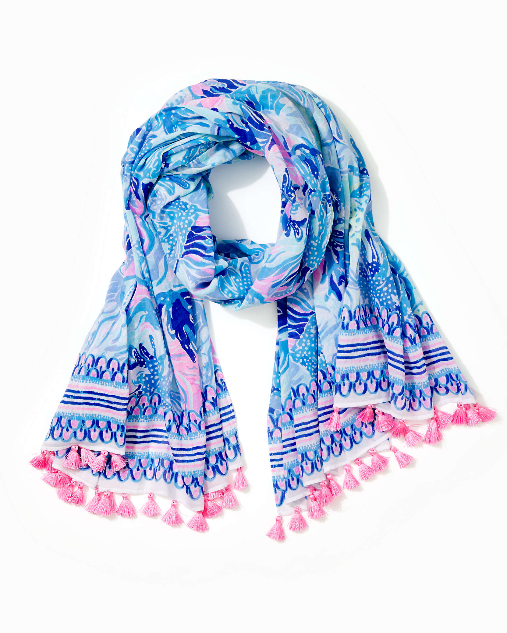 Lilly Pulitzer Sienna Wrap In Saltwater Blue Shade Seekers Engineered Wrap