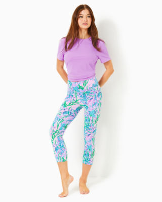 UPF 50+ Weekender 21" High-Rise Crop Legging, Multi Seacret Escape, large - Lilly Pulitzer