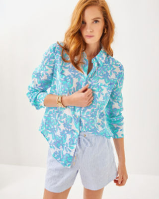 Sea View Linen Button Down Top