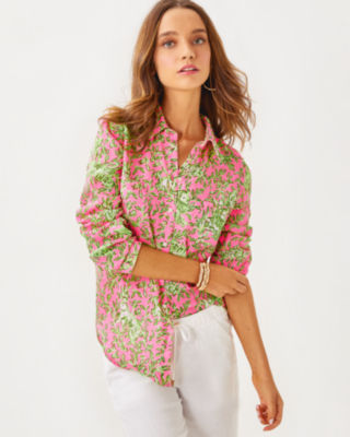 Sea View Linen Button Down Top