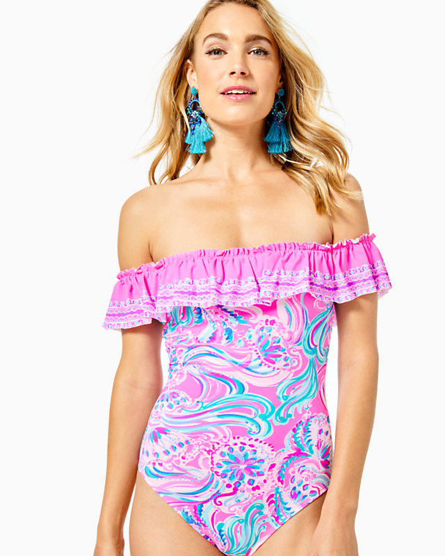 Fiesta Off-The-Shoulder One-Piece Swimsuit, , large - Lilly Pulitzer