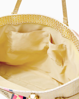 Mizner Tote, Gold Metallic Lillys Lemons Engineered Tote, large image 3 - Lilly Pulitzer
