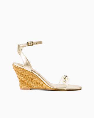 gold metallic wedge sandals