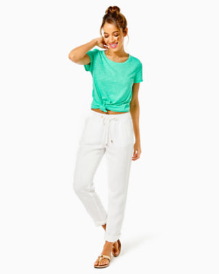 31" Taron Mid-Rise Linen Pant, Resort White, large image 3