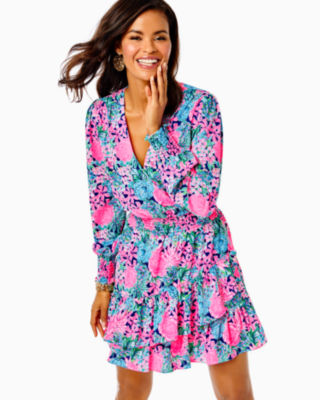 Lilly Pulitzer Cristiana Stretch Dress In Oyster Bay Navy Always Be Blooming