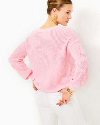Shop Lilly Pulitzer Bristow Cotton Sweater In Conch Shell Pink