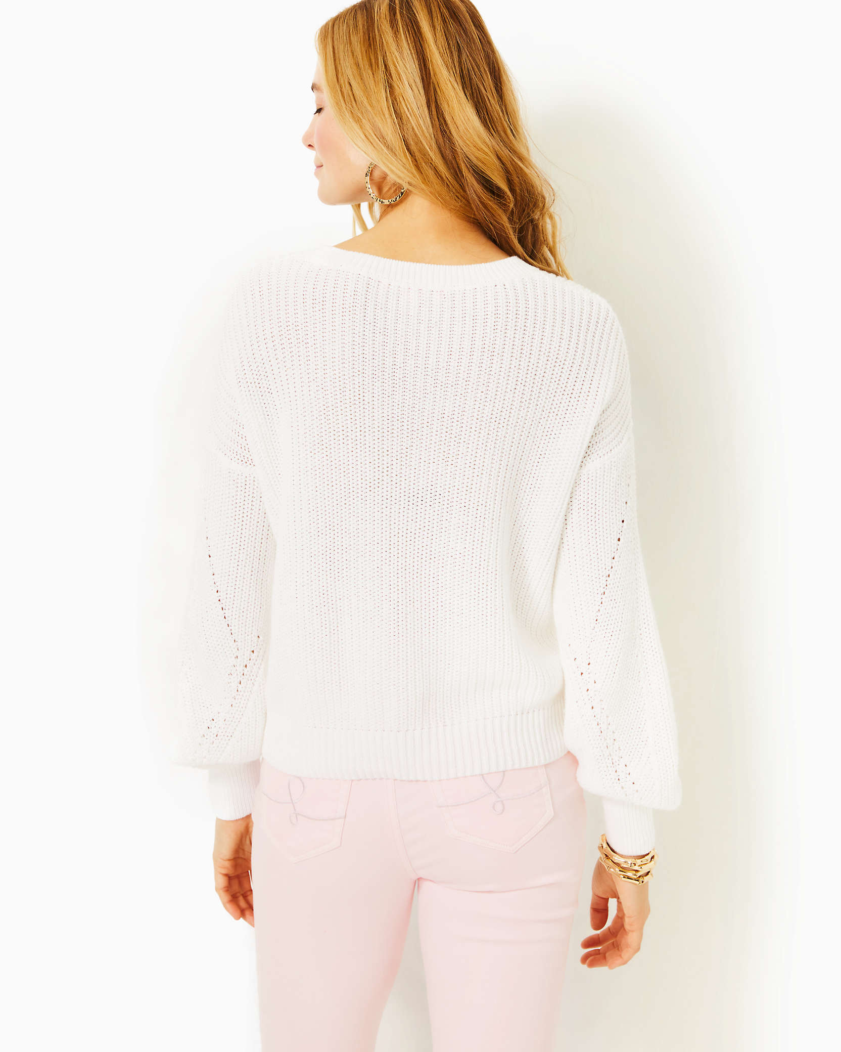 Shop Lilly Pulitzer Bristow Cotton Sweater In Resort White