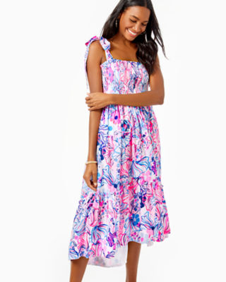 Lilly Pulitzer Rivera Midi Dress In Bermuda Blue Fishful Thinking ...