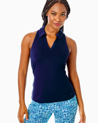 Women's Standard Solid Sleeveless Swim Shirt with Built in Bra