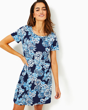 Cody T-Shirt Dress, Low Tide Navy Bouquet All Day, large image number null