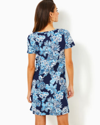 Cody T-Shirt Dress, Low Tide Navy Bouquet All Day, large image undefined