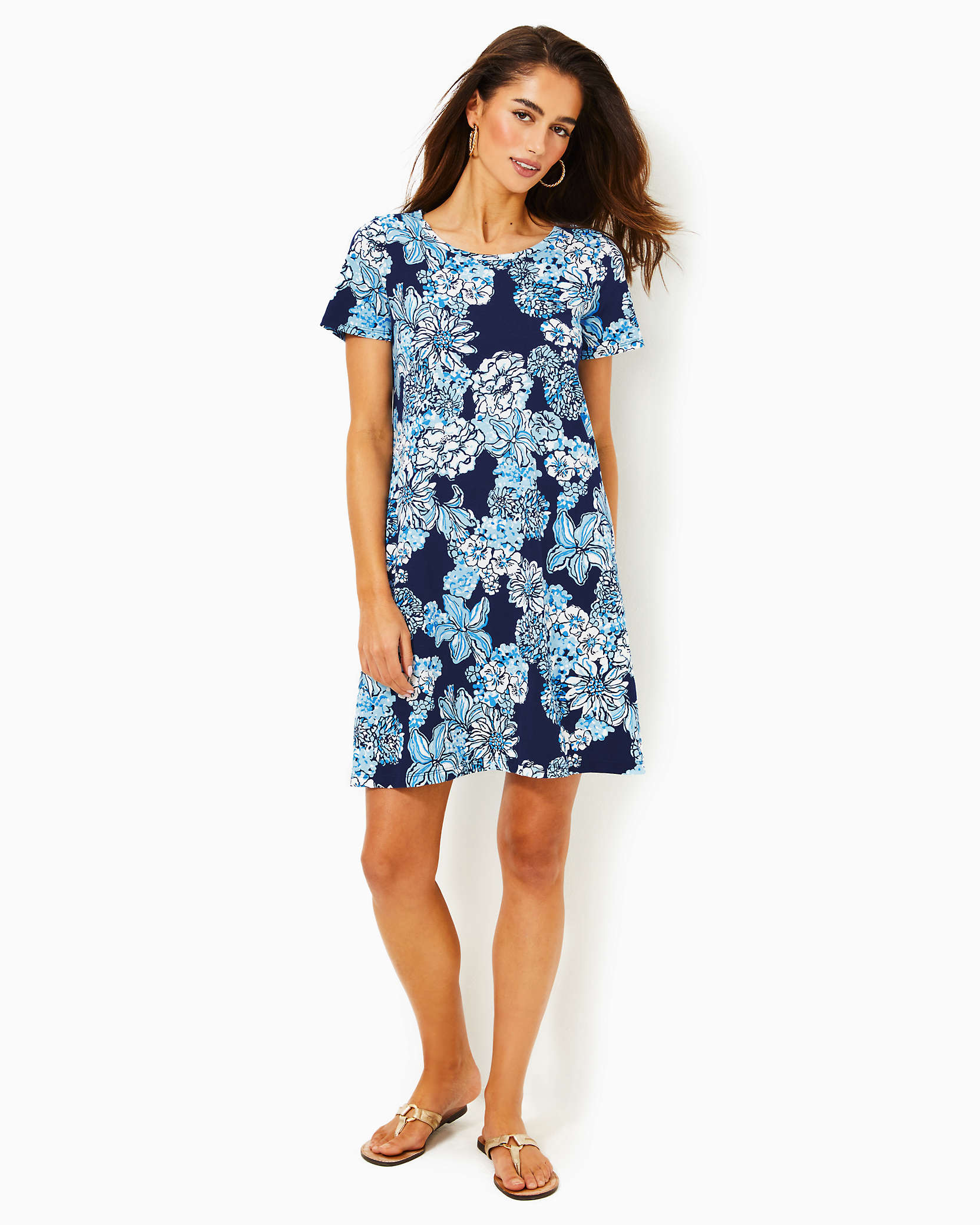 Shop Lilly Pulitzer Cody T-shirt Dress In Low Tide Navy Bouquet All Day