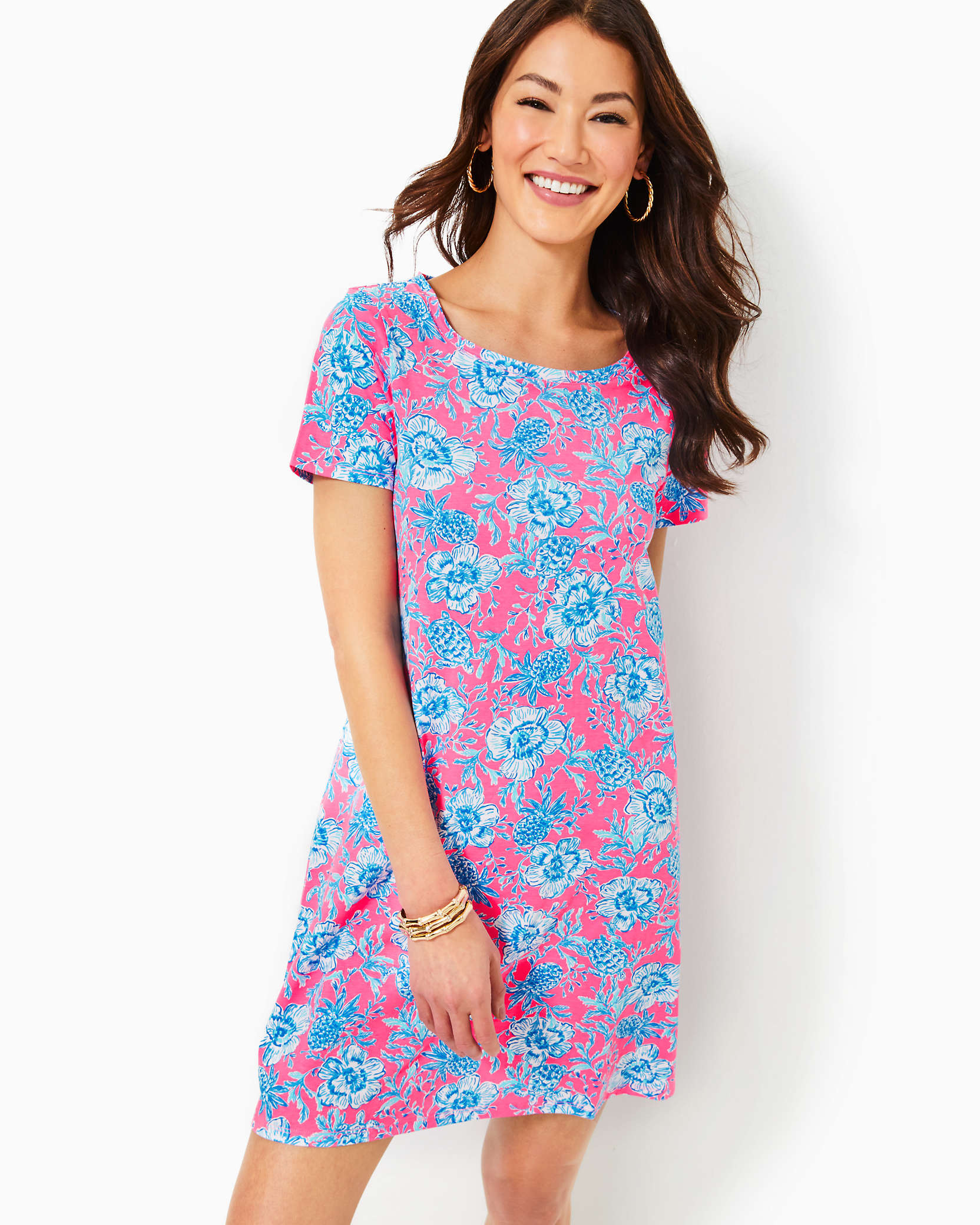 Lilly Pulitzer Cody T-shirt Dress In Roxie Pink Wave N Sea