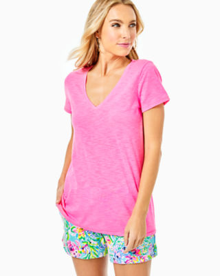 Lilly Pulitzer Etta V-neck Top In Cockatoo Pink