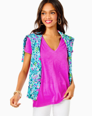 Lilly Pulitzer Etta V-neck Top In Wild Fuchsia