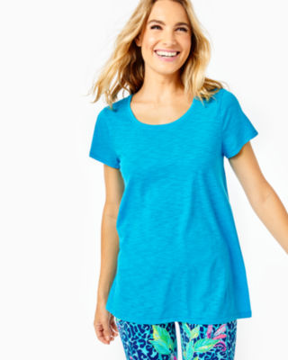 Lilly Pulitzer Etta Scoopneck Top In Formentera Turquoise