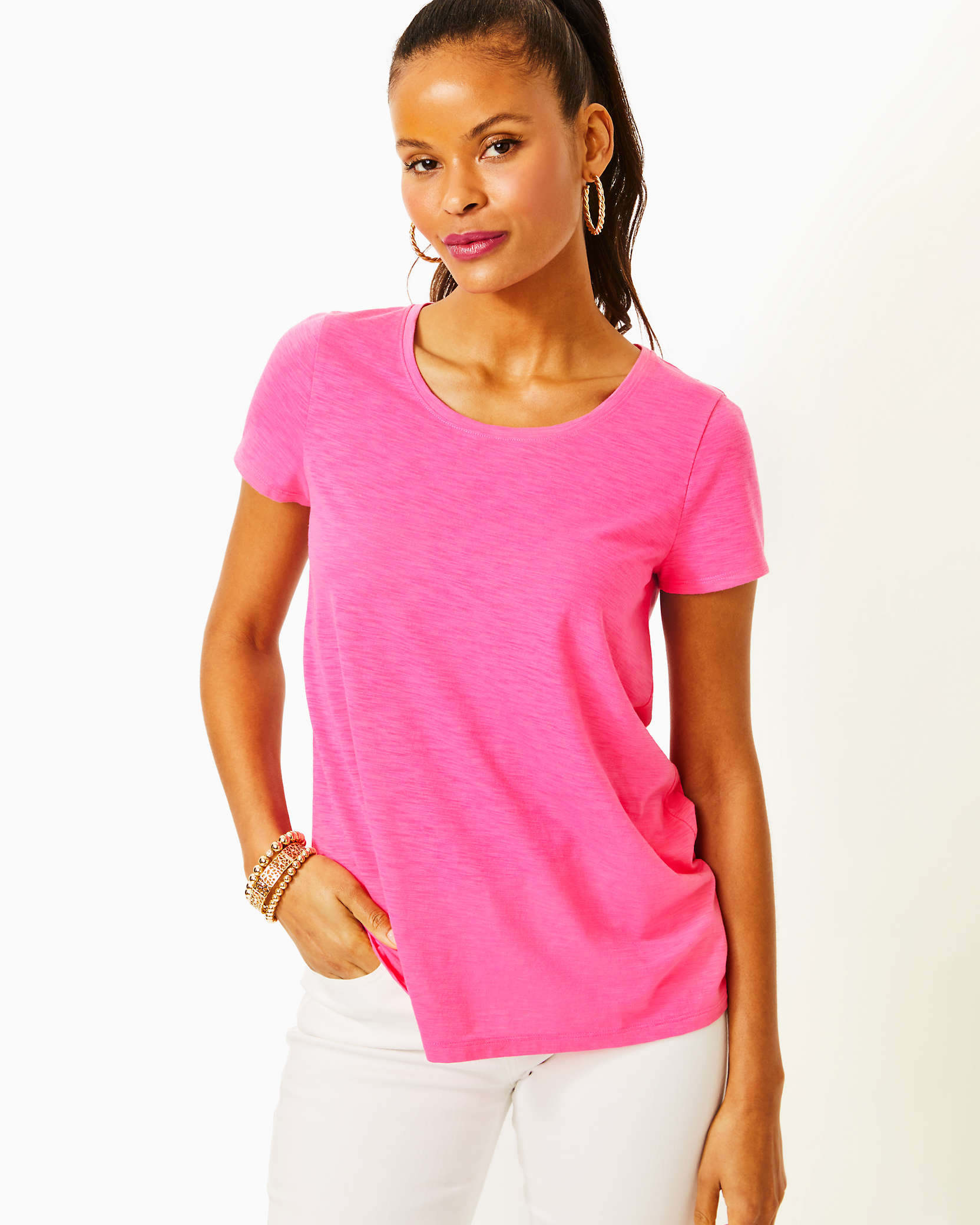 Shop Lilly Pulitzer Etta Scoopneck Top In Roxie Pink
