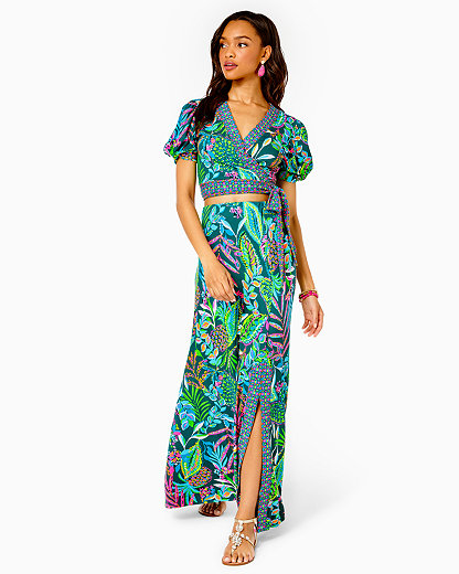 New Ladies Womens Club L Stretch Floral Maxi Dress Tropical Size UK 10 