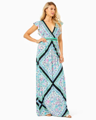 Roselle Flounce Sleeve Maxi Dress, , large - Lilly Pulitzer