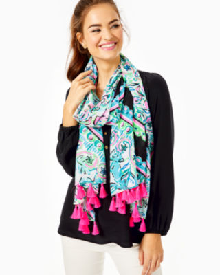 Lilly Pulitzer Resort Scarf In Multi Lets Get Wild Engineered Wrap