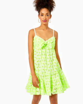 green eyelet dress