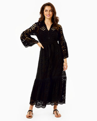 Image of Lilly Pulitzer Meadow Midi Eyelet Shirtdress