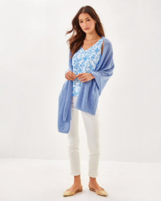 Lanelle Cashmere Wrap, Heathered Jacaranda Blue, large image 2