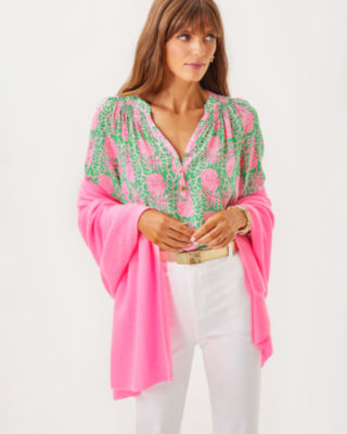 Lanelle Cashmere Wrap, Rousseau Pink, large - Lilly Pulitzer