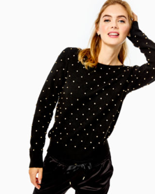 Rhinestone detail ribbed sweater - Woman