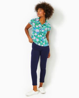 Shop Lilly Pulitzer Upf 50+ Luxletic Frida Scallop Polo Top In Spearmint Golf Till You Drop