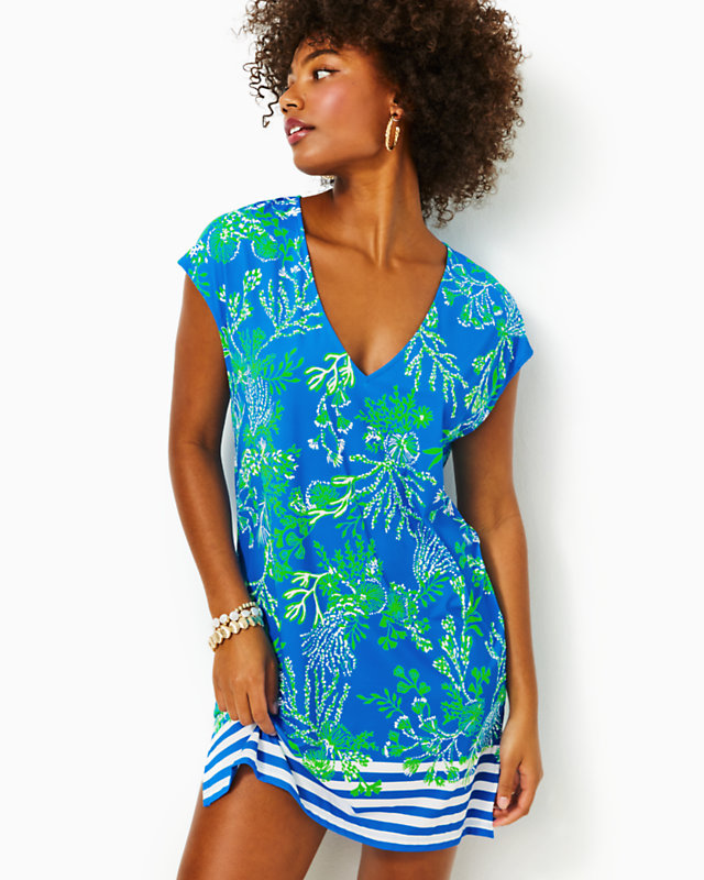 Talli Cover-Up, Briny Blue A Bit Salty Engineered Coverup, large - Lilly Pulitzer