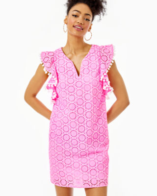 pink eyelet dress