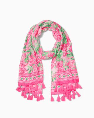 Resort Scarf, Conch Shell Pink Koala La La Engineered Scarf, large - Lilly Pulitzer