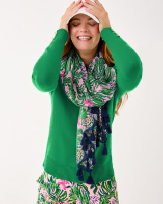 Resort Scarf, Conch Shell Pink Roaring With Joy Engineered Scarf, large image 1