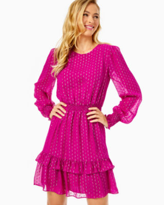 Dotti Silk Ruffle Dress, , large - Lilly Pulitzer