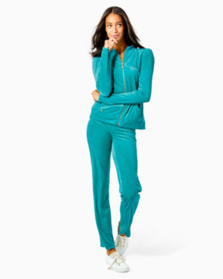 Lilly Pulitzer 33" Dorsey Velour Pant In Maldives Green