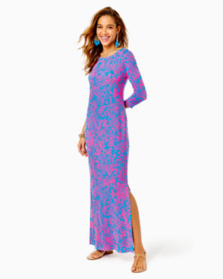 Lilly Pulitzer Morgann Maxi Dress In Aura Pink Leaf An Impression