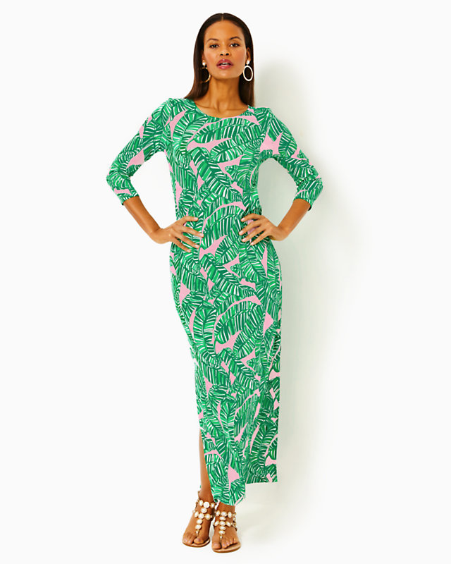 Morgann Maxi Dress, Conch Shell Pink Lets Go Bananas, large - Lilly Pulitzer