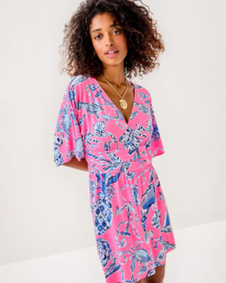 Parigi Skort Romper, Rousseau Pink Oversized Barefoot Beachcombers, large
