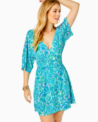 Lilly Pulitzer Parigi Skort Romper In Surf Blue Coral Of The Story