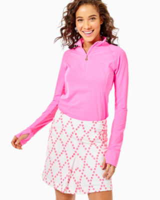 Lilly Pulitzer Upf 50+ Luxletic Monica Skort In Prosecco Pink Oversized  Diamond Eyelet