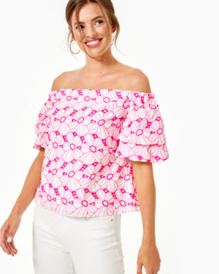 Image of Lilly Pulitzer Lesley Off-The-Shoulder Eyelet Top